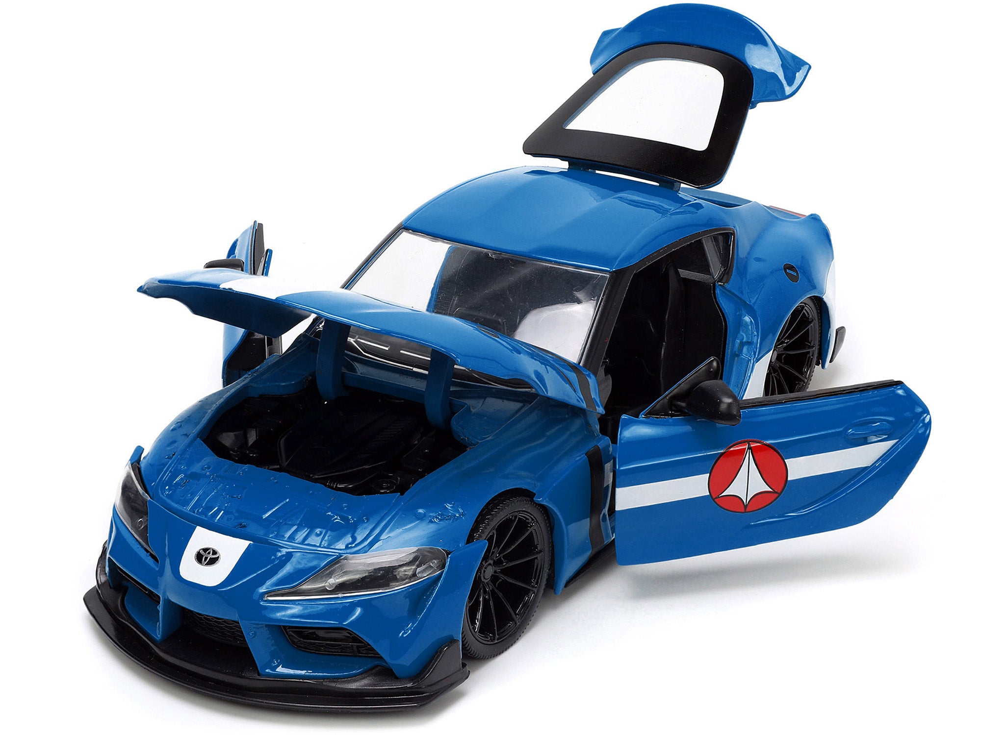 2020 Toyota Supra Blue with Graphics and Max Sterling Diecast Figurine "Robotech" "Hollywood Rides" Series 1/24 Diecast Model Car by Jada - image 2