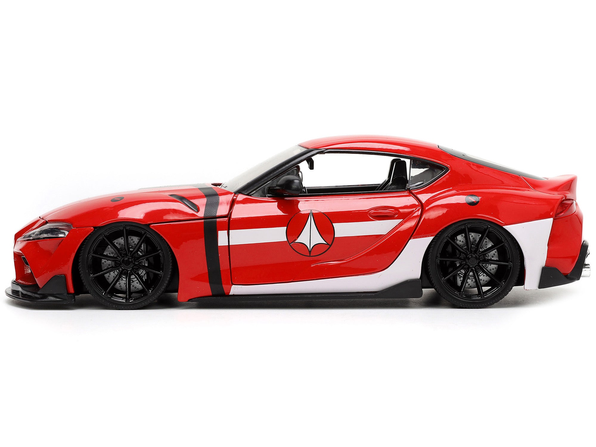 2020 Toyota Supra Red with Graphics and Miriya Sterling Diecast Figurine "Robotech" "Hollywood Rides" Series 1/24 Diecast Model Car by Jada - image 3