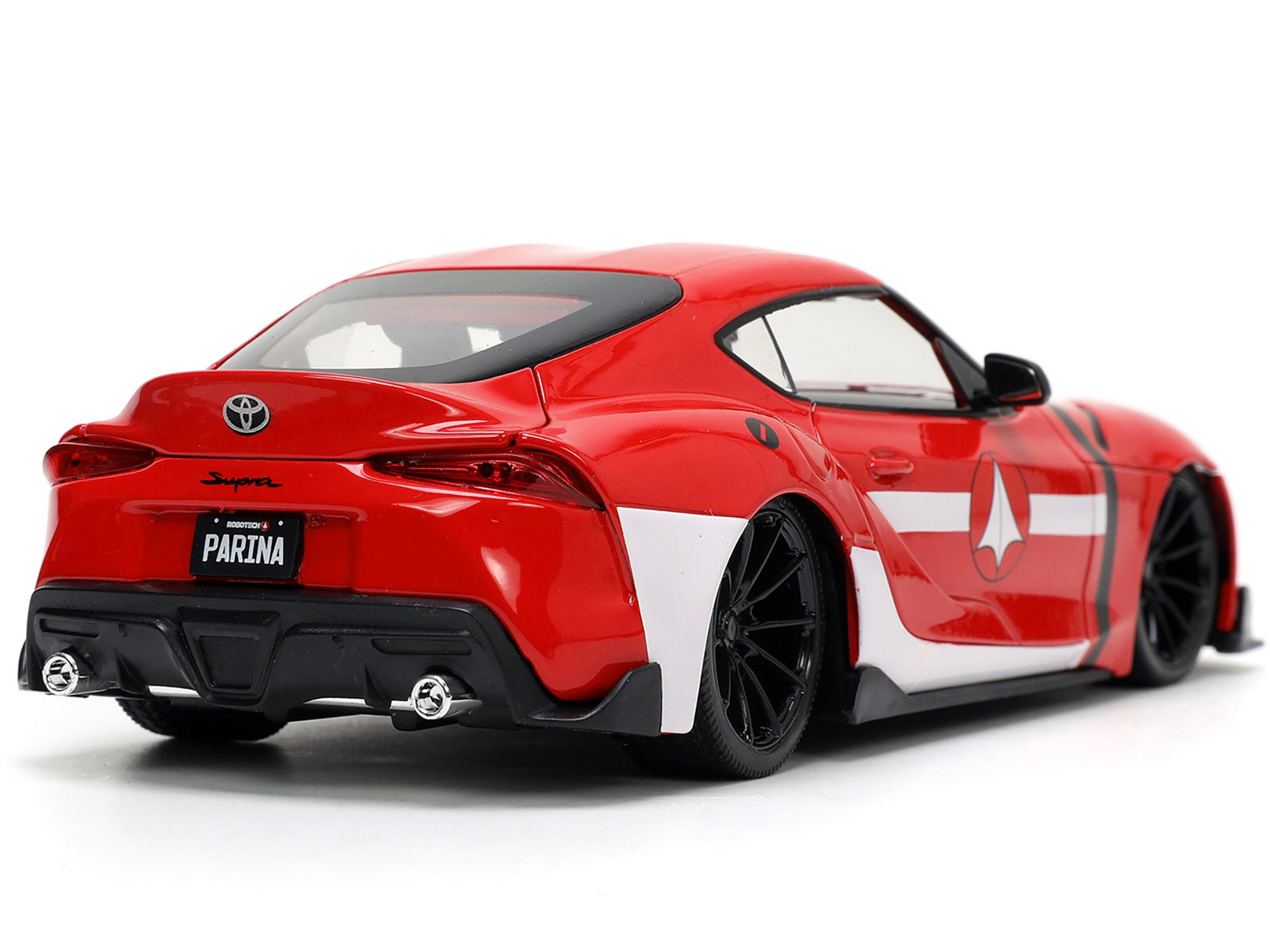 2020 Toyota Supra Red with Graphics and Miriya Sterling Diecast Figurine "Robotech" "Hollywood Rides" Series 1/24 Diecast Model Car by Jada - image 5