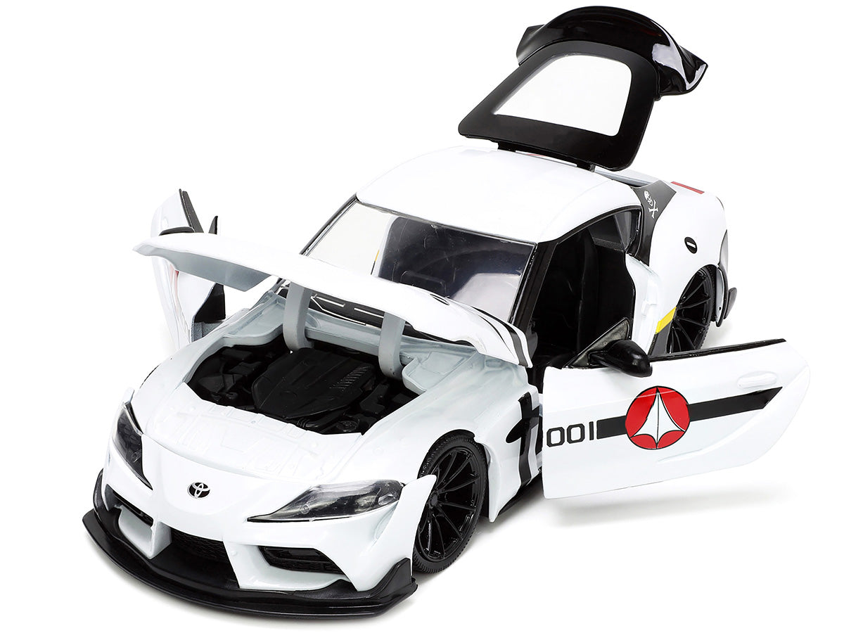 2020 Toyota Supra White and Roy Focker Diecast Figurine "Robotech" "Hollywood Rides" Series 1/24 Diecast Model Car by Jada - image 2