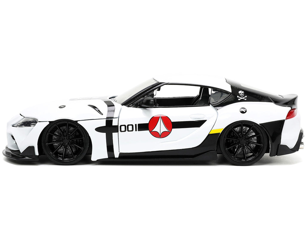 2020 Toyota Supra White and Roy Focker Diecast Figurine "Robotech" "Hollywood Rides" Series 1/24 Diecast Model Car by Jada - image 3