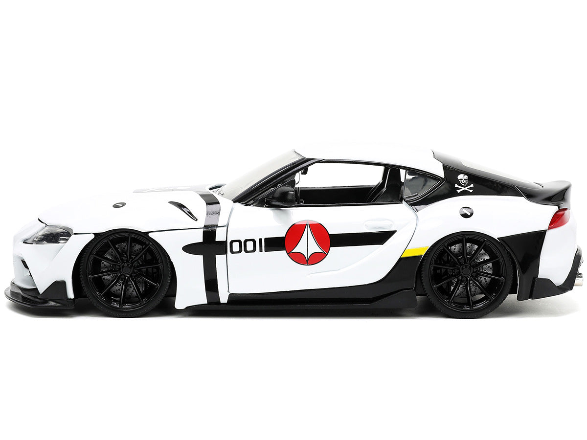 2020 Toyota Supra White and Roy Focker Diecast Figurine "Robotech" "Hollywood Rides" Series 1/24 Diecast Model Car by Jada - image 3