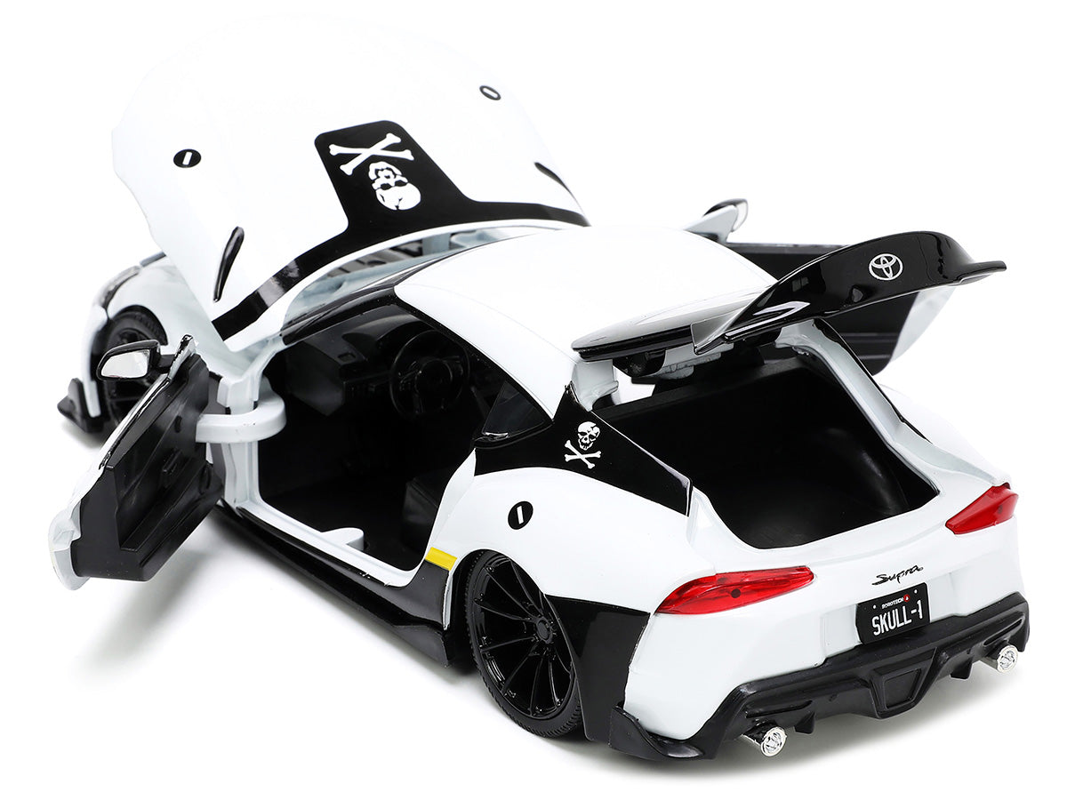 2020 Toyota Supra White and Roy Focker Diecast Figurine "Robotech" "Hollywood Rides" Series 1/24 Diecast Model Car by Jada - image 4
