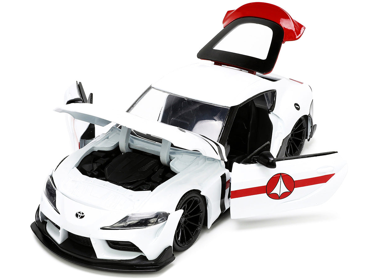 2020 Toyota Supra White and Rick Hunter Diecast Figurine "Robotech" "Hollywood Rides" Series 1/24 Diecast Model Car by Jada - image 2