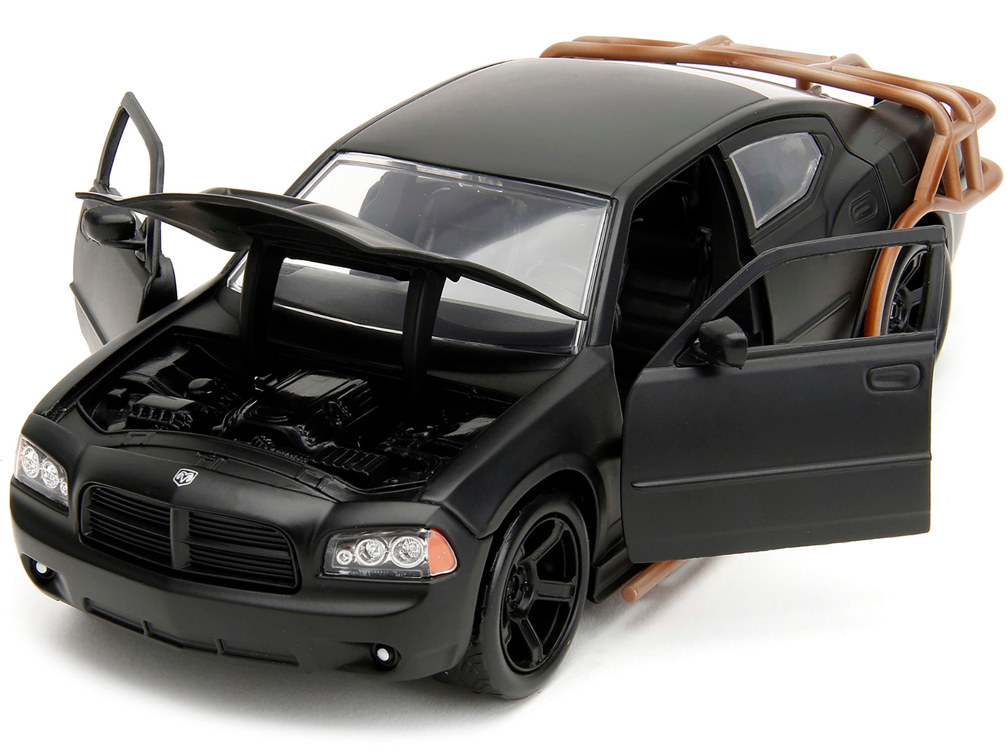 2006 Dodge Charger Matt Black with Outer Cage "Fast & Furious" Movie 1/24 Diecast Model Car by Jada - image 2