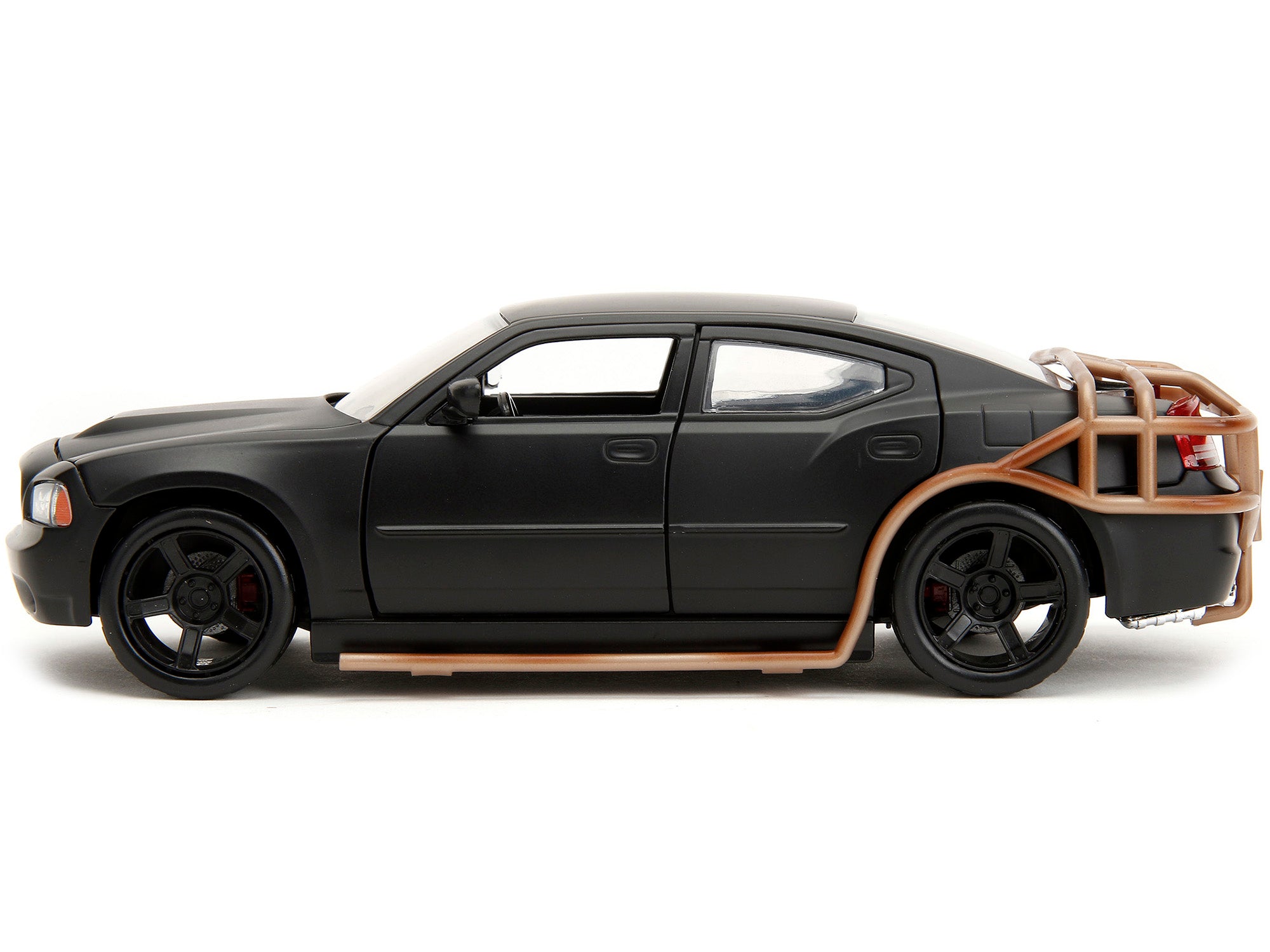 2006 Dodge Charger Matt Black with Outer Cage "Fast & Furious" Movie 1/24 Diecast Model Car by Jada - image 3