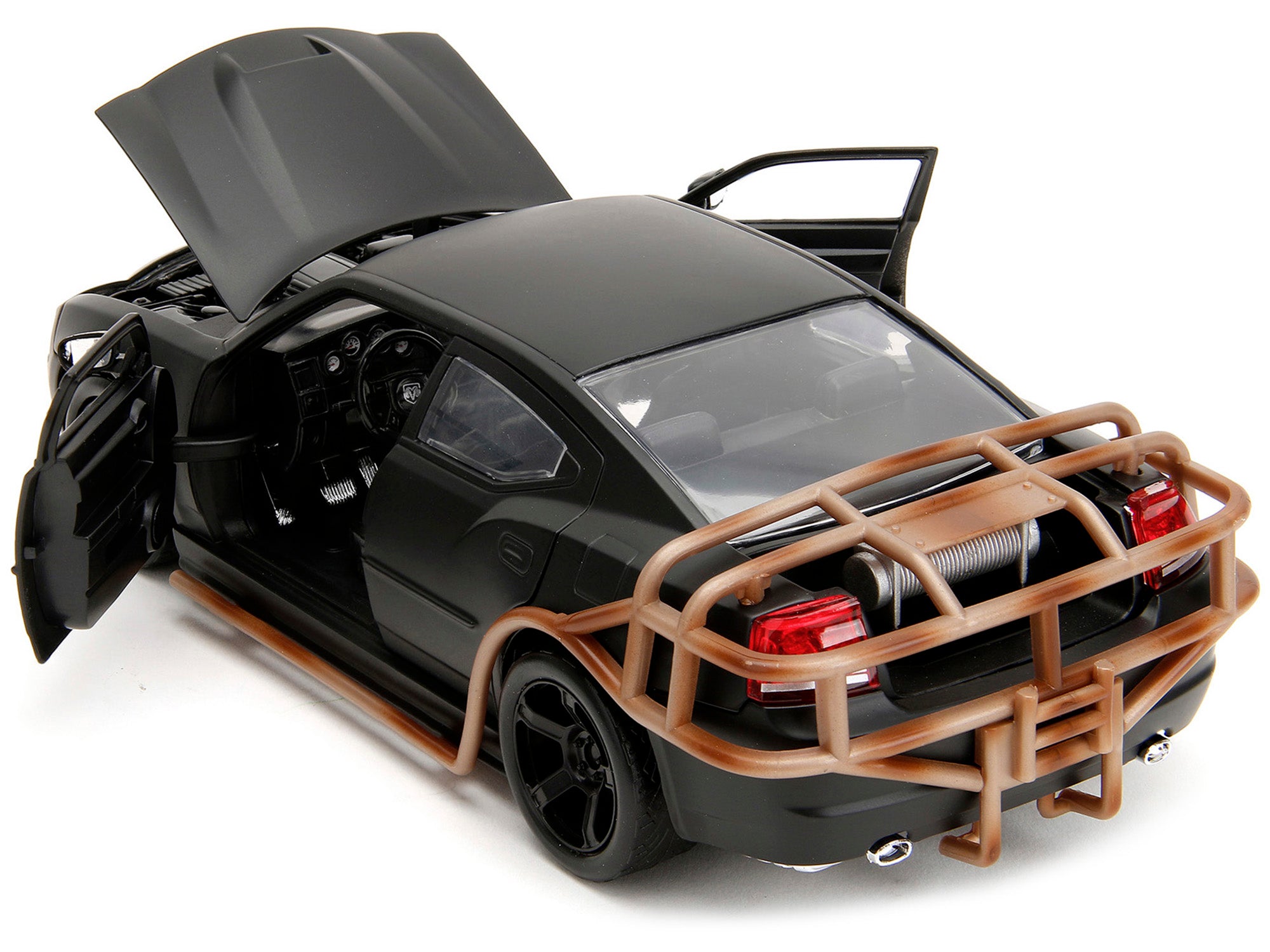 2006 Dodge Charger Matt Black with Outer Cage "Fast & Furious" Movie 1/24 Diecast Model Car by Jada - image 4