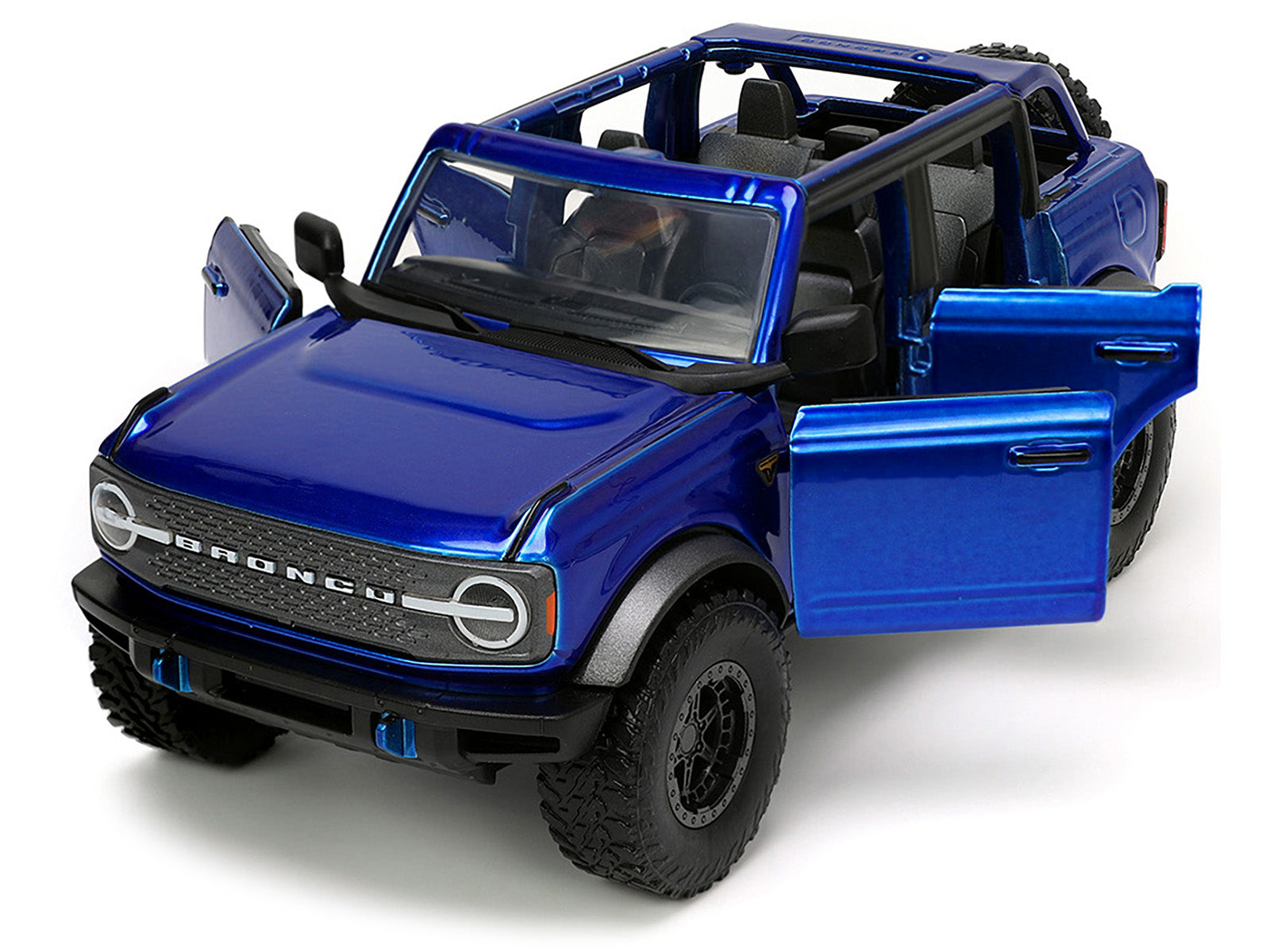 2021 Ford Bronco Open-Top Candy Blue Metallic with Extra Wheels "Just Trucks" Series 1/24 Diecast Model Car by Jada - image 2