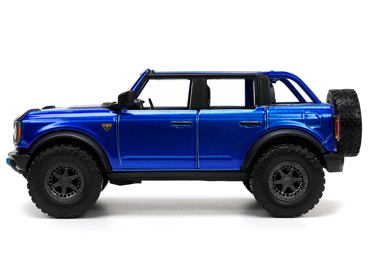 2021 Ford Bronco Open-Top Candy Blue Metallic with Extra Wheels "Just Trucks" Series 1/24 Diecast Model Car by Jada - image 3