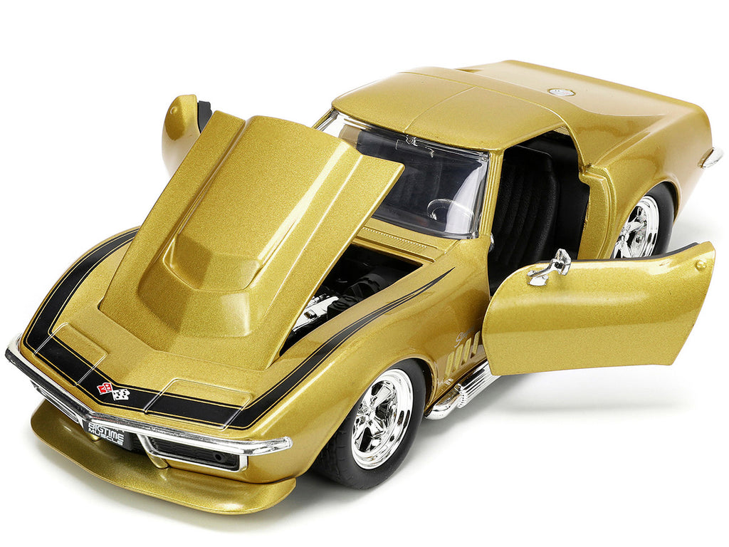 1969 Chevrolet Corvette Stingray ZL-1 Gold Metallic with Black Stripe "Bigtime Muscle" Series 1/24 Diecast Model Car by Jada - image 2