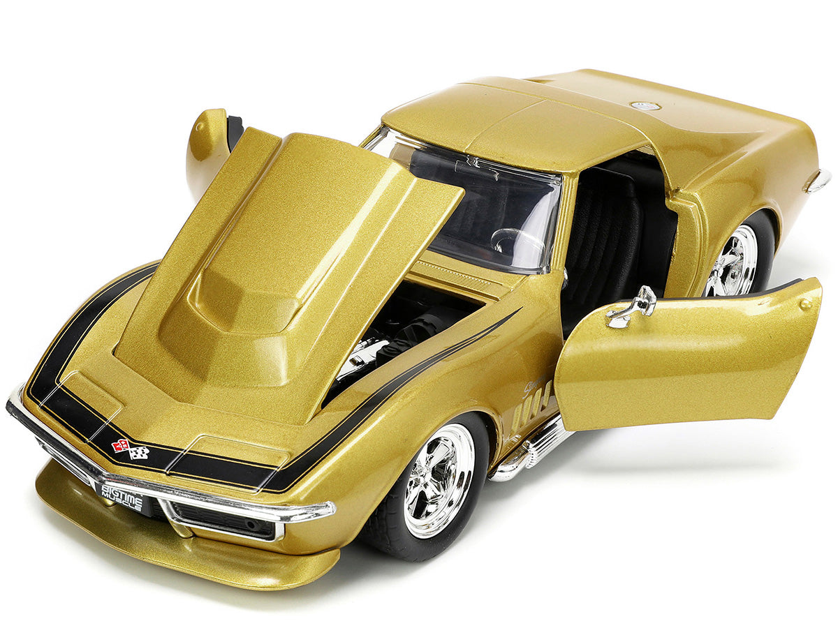 1969 Chevrolet Corvette Stingray ZL-1 Gold Metallic with Black Stripe "Bigtime Muscle" Series 1/24 Diecast Model Car by Jada - image 2