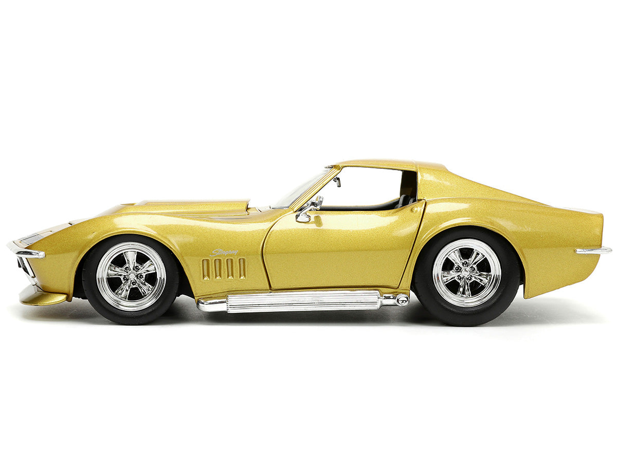 1969 Chevrolet Corvette Stingray ZL-1 Gold Metallic with Black Stripe "Bigtime Muscle" Series 1/24 Diecast Model Car by Jada - image 3