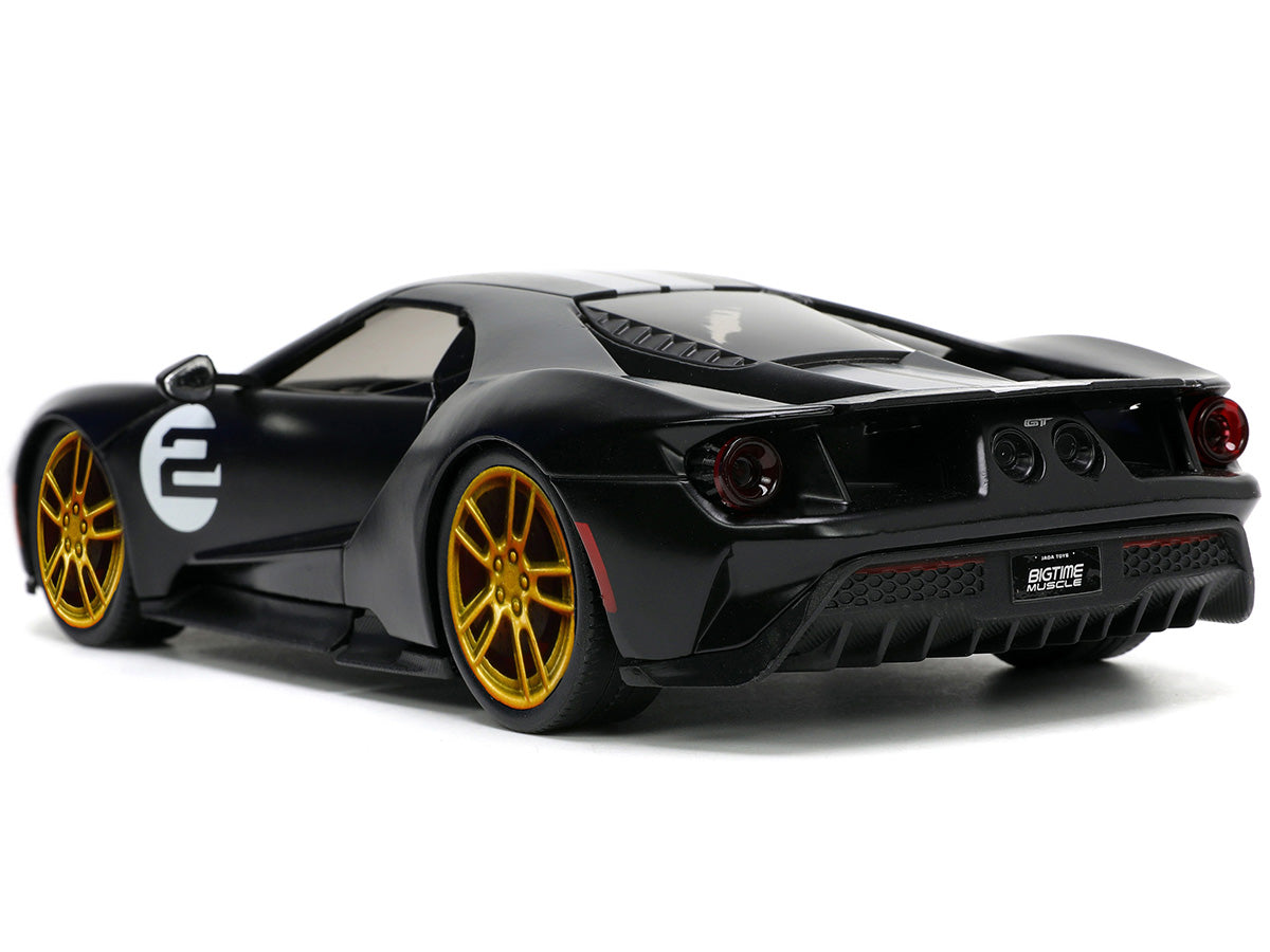 2017 Ford GT #2 Matt Black with Silver Stripes and Gold Wheels "Bigtime Muscle" Series 1/24 Diecast Model Car by Jada - image 5