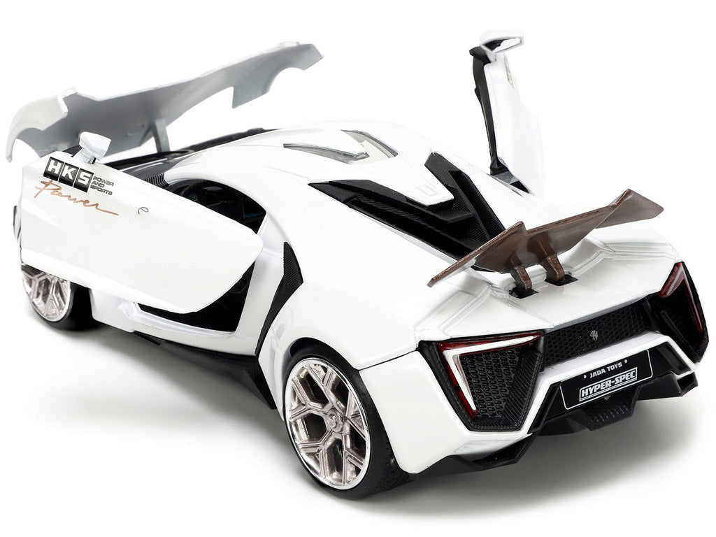 Lykan Hypersport White with Bronze Metallic Rear Spoiler "HKS" "Hyper-Spec" Series 1/24 Diecast Model Car by Jada - image 3