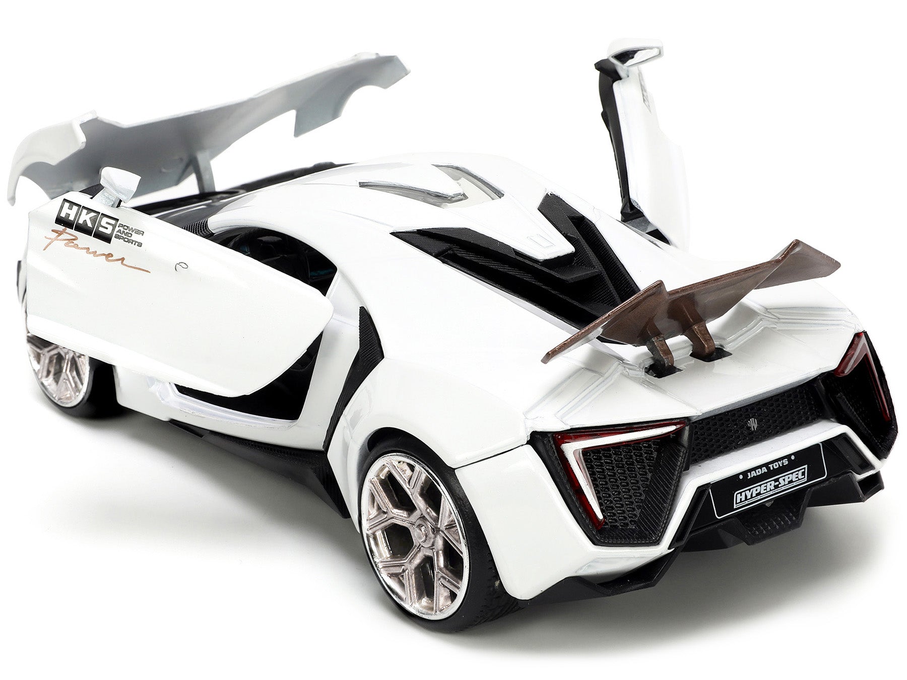 Lykan Hypersport White with Bronze Metallic Rear Spoiler "HKS" "Hyper-Spec" Series 1/24 Diecast Model Car by Jada - image 3