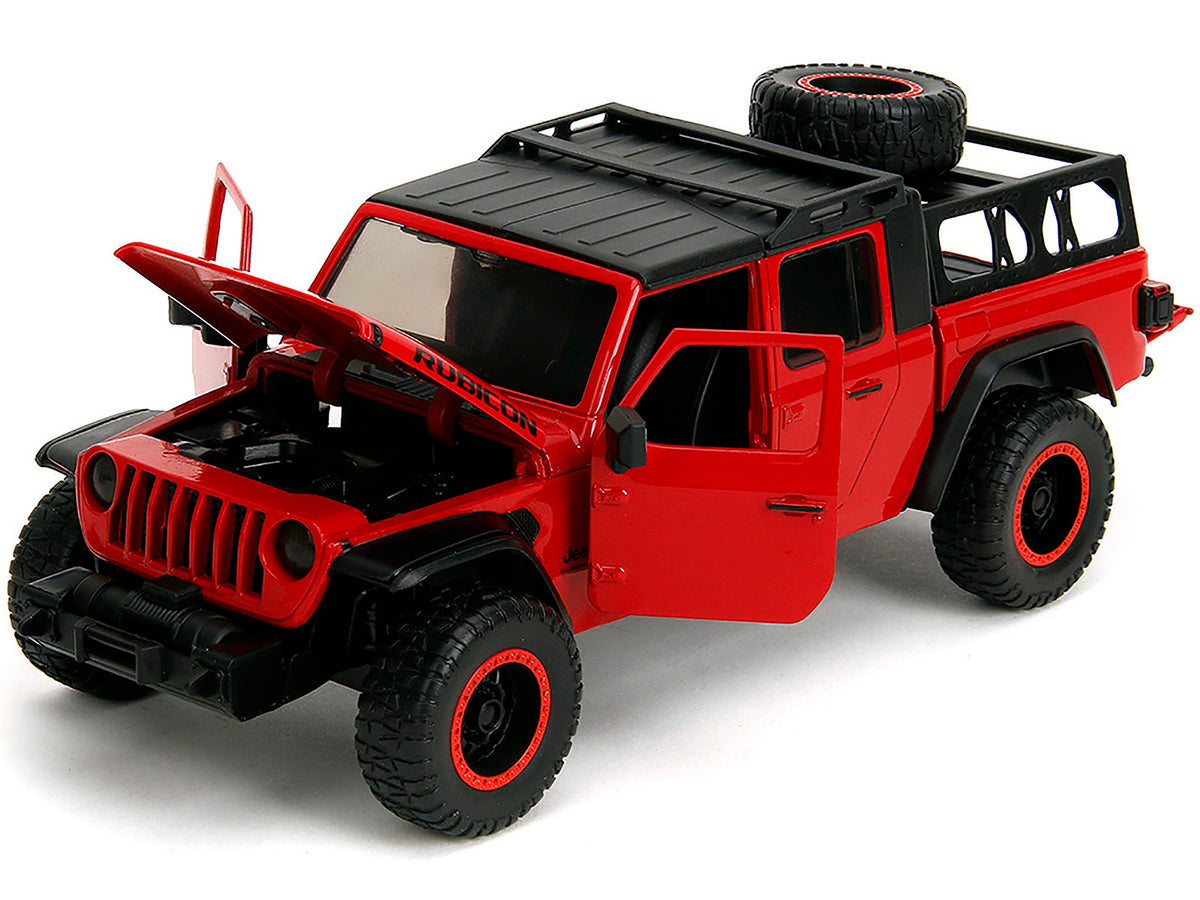 2020 Jeep Gladiator Rubicon Pickup Truck Red with Black Top and Extra Wheels "Just Trucks" Series 1/24 Diecast Model Car by Jada - image 2