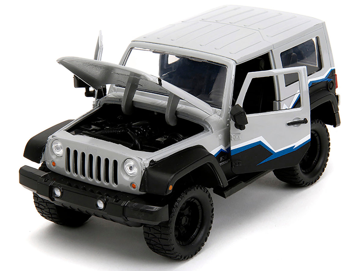 2007 Jeep Wrangler Gray and Black with Blue and White Stripes with Extra Wheels "Just Trucks" Series 1/24 Diecast Model Car by Jada - image 2