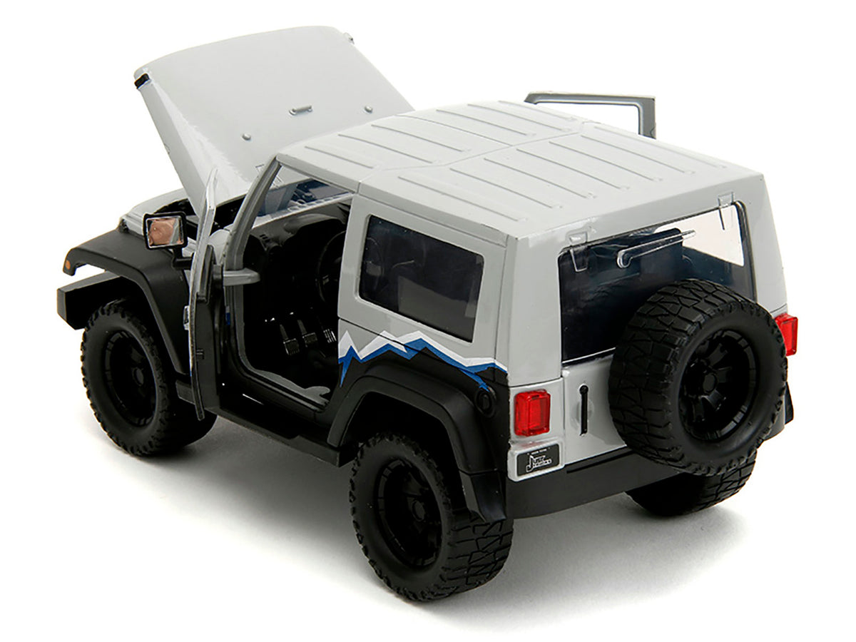 2007 Jeep Wrangler Gray and Black with Blue and White Stripes with Extra Wheels "Just Trucks" Series 1/24 Diecast Model Car by Jada - image 4