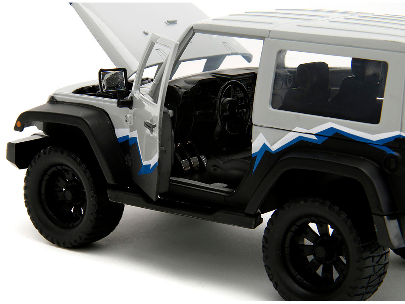 2007 Jeep Wrangler Gray and Black with Blue and White Stripes with Extra Wheels "Just Trucks" Series 1/24 Diecast Model Car by Jada - image 3
