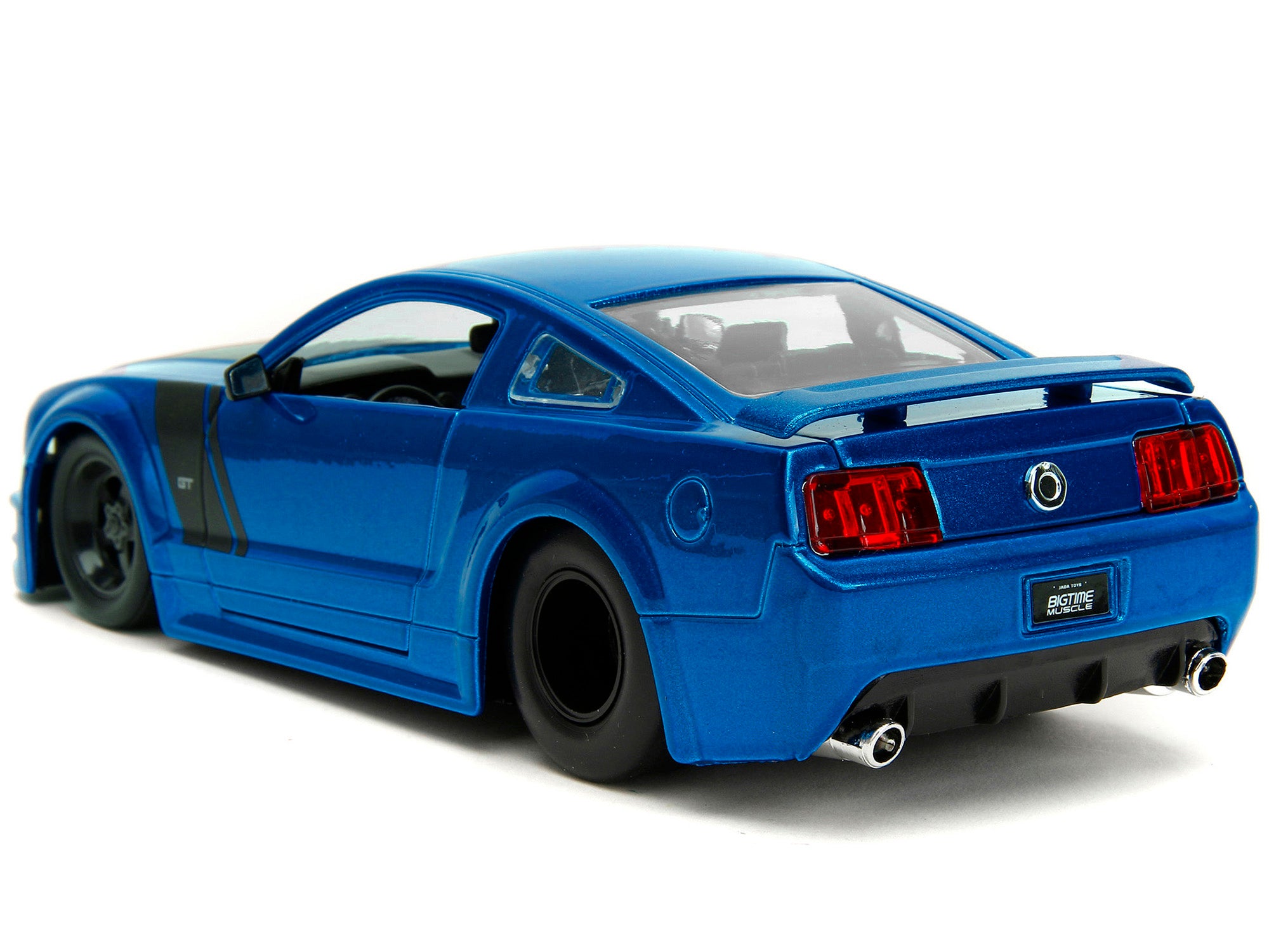 2006 Ford Mustang GT Blue Metallic with Matt Black Hood and Stripes "Bigtime Muscle" Series 1/24 Diecast Model Car by Jada - image 5