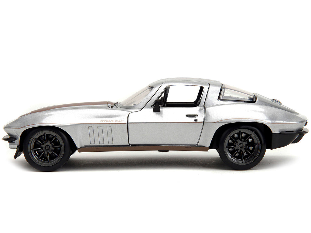 1966 Chevrolet Corvette Silver Metallic with Bronze Stripes "Bigtime Muscle" Series 1/24 Diecast Model Car by Jada - image 3