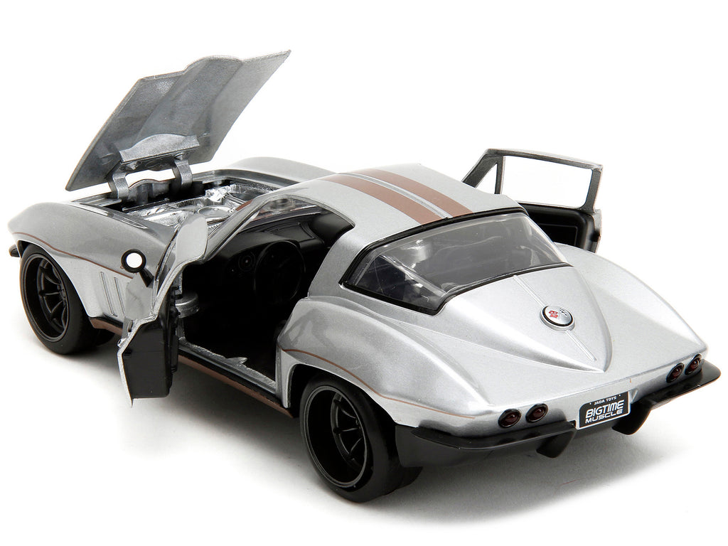 1966 Chevrolet Corvette Silver Metallic with Bronze Stripes "Bigtime Muscle" Series 1/24 Diecast Model Car by Jada - image 4