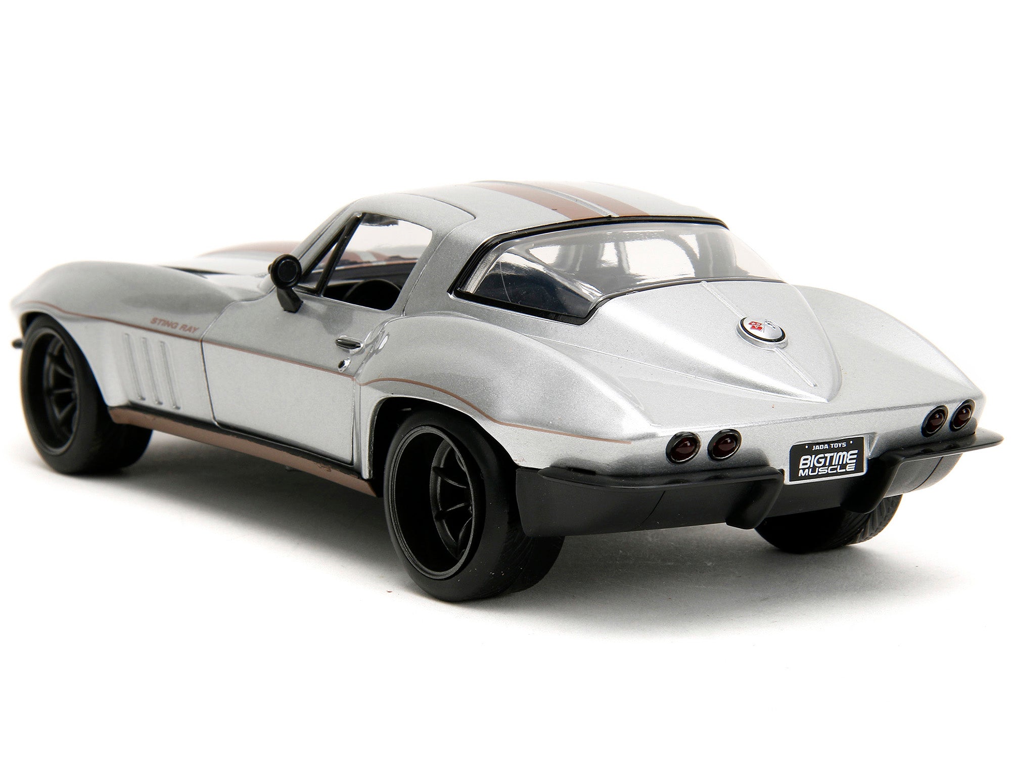 1966 Chevrolet Corvette Silver Metallic with Bronze Stripes "Bigtime Muscle" Series 1/24 Diecast Model Car by Jada - image 5