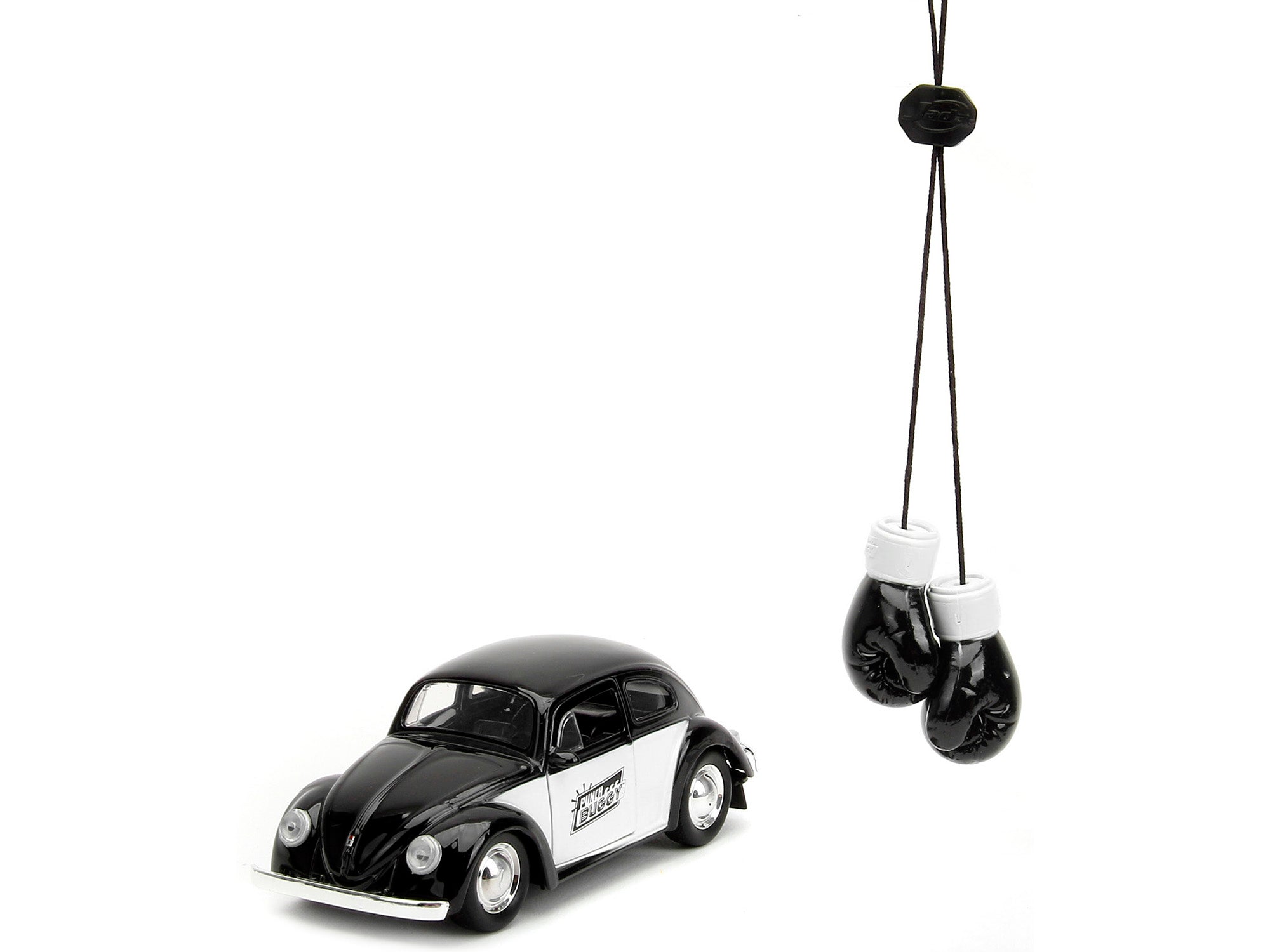 1959 Volkswagen Beetle "Punch Buggy" Black and White and Boxing Gloves Accessory "Punch Buggy" Series 1/32 Diecast Model Car by Jada - image 2