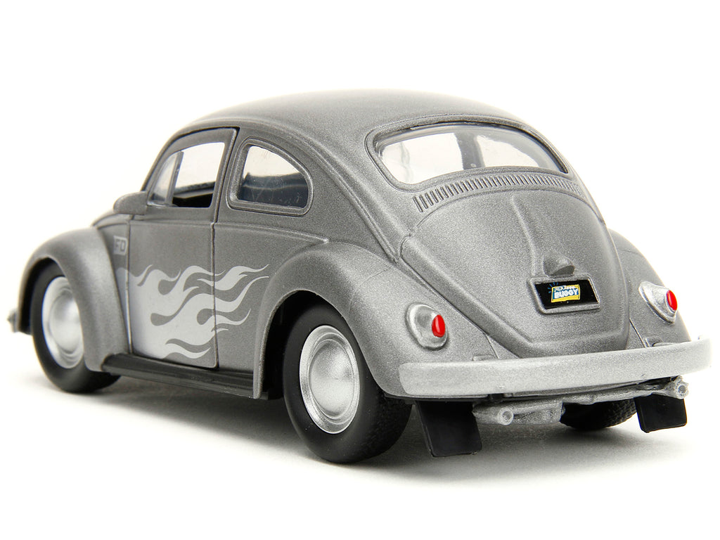1959 Volkswagen Beetle Gray Metallic with Silver Flames and Boxing Gloves Accessory "Punch Buggy" Series 1/32 Diecast Model Car by Jada - image 5
