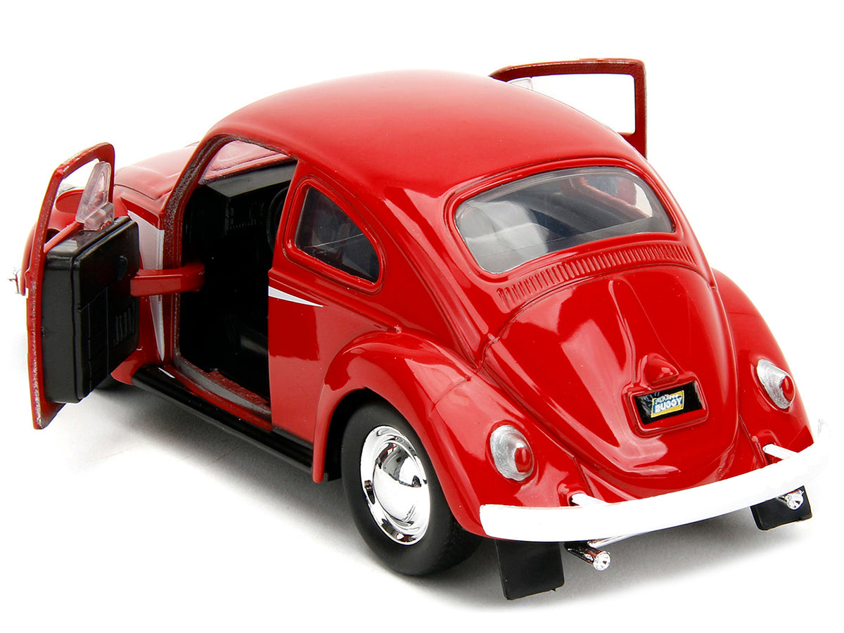 1959 Volkswagen Beetle Red with White Graphics and Boxing Gloves Accessory "Punch Buggy" Series 1/32 Diecast Model Car by Jada - image 4