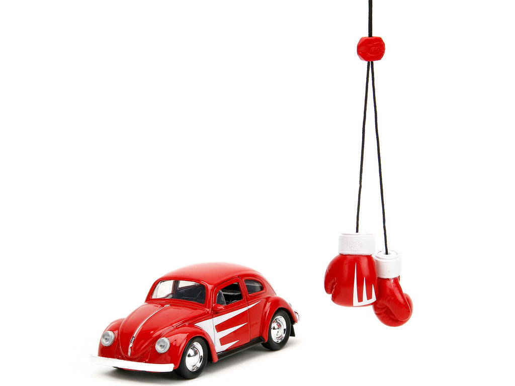1959 Volkswagen Beetle Red with White Graphics and Boxing Gloves Accessory "Punch Buggy" Series 1/32 Diecast Model Car by Jada - image 2