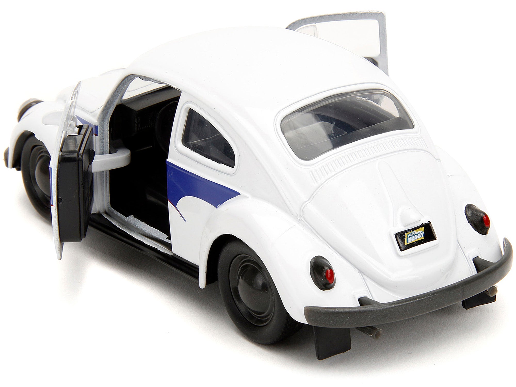1959 Volkswagen Beetle "Holt" White with Blue Graphics and Boxing Gloves Accessory "Punch Buggy" Series 1/32 Diecast Model Car by Jada - image 4