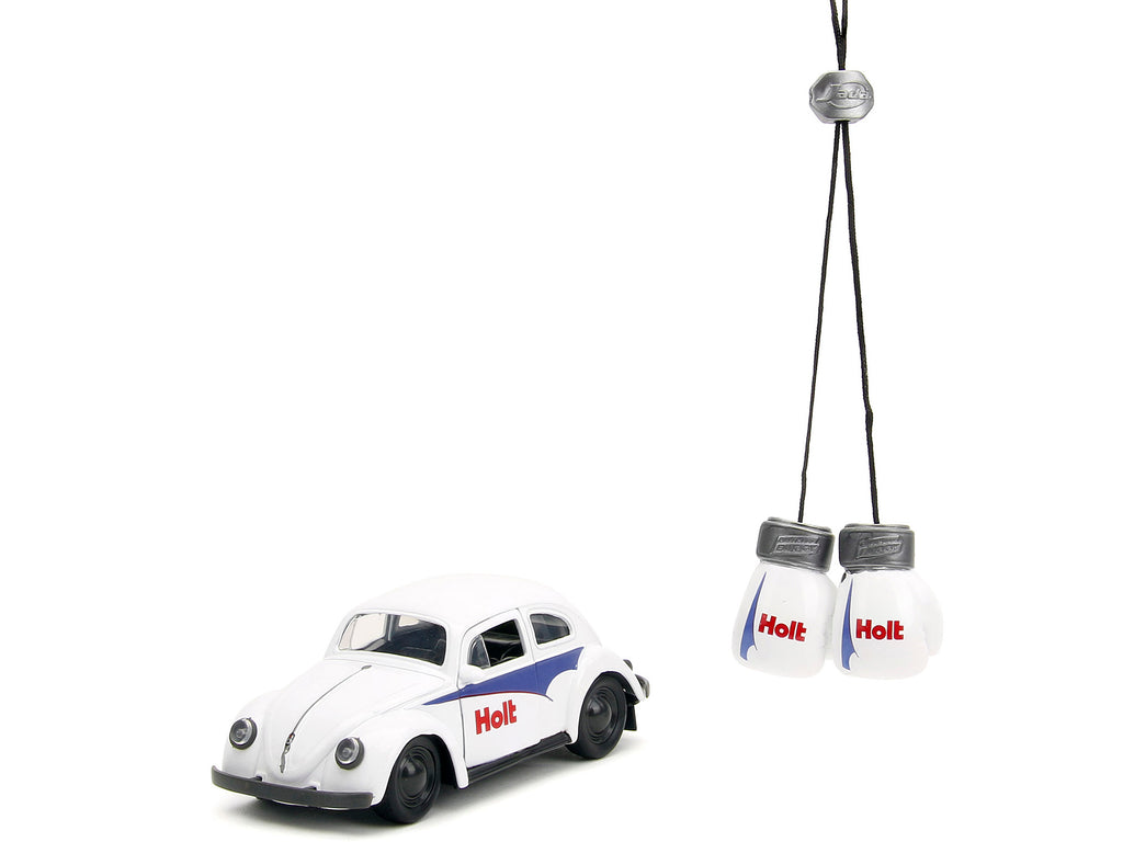 1959 Volkswagen Beetle "Holt" White with Blue Graphics and Boxing Gloves Accessory "Punch Buggy" Series 1/32 Diecast Model Car by Jada - image 2