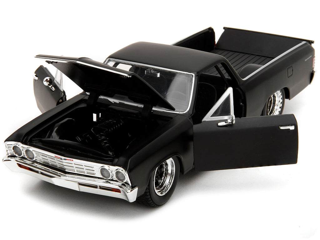 1967 Chevrolet El Camino Matt Black "Fast & Furious" Series 1/24 Diecast Model Car by Jada - image 2