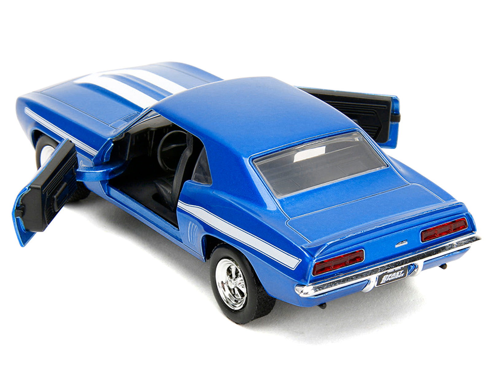 1969 Chevrolet Camaro Blue Metallic with White Stripes "2 Fast 2 Furious" (2003) Movie "Fast & Furious" Series 1/32 Diecast Model Car by Jada - image 4