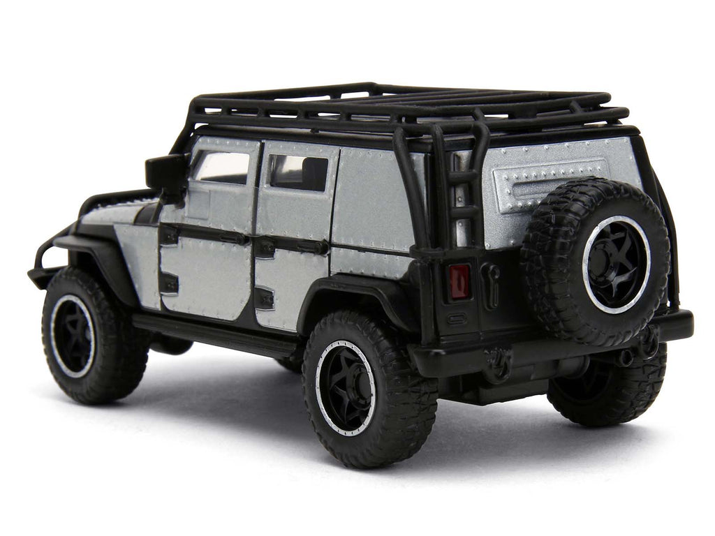 Tej's Jeep Wrangler Custom Silver Metallic with Black Top and Roof Rack "Furious 7" (2015) Movie "25 Years of Fast & Furious" Series 1/32 Diecast Model Car by Jada - image 3