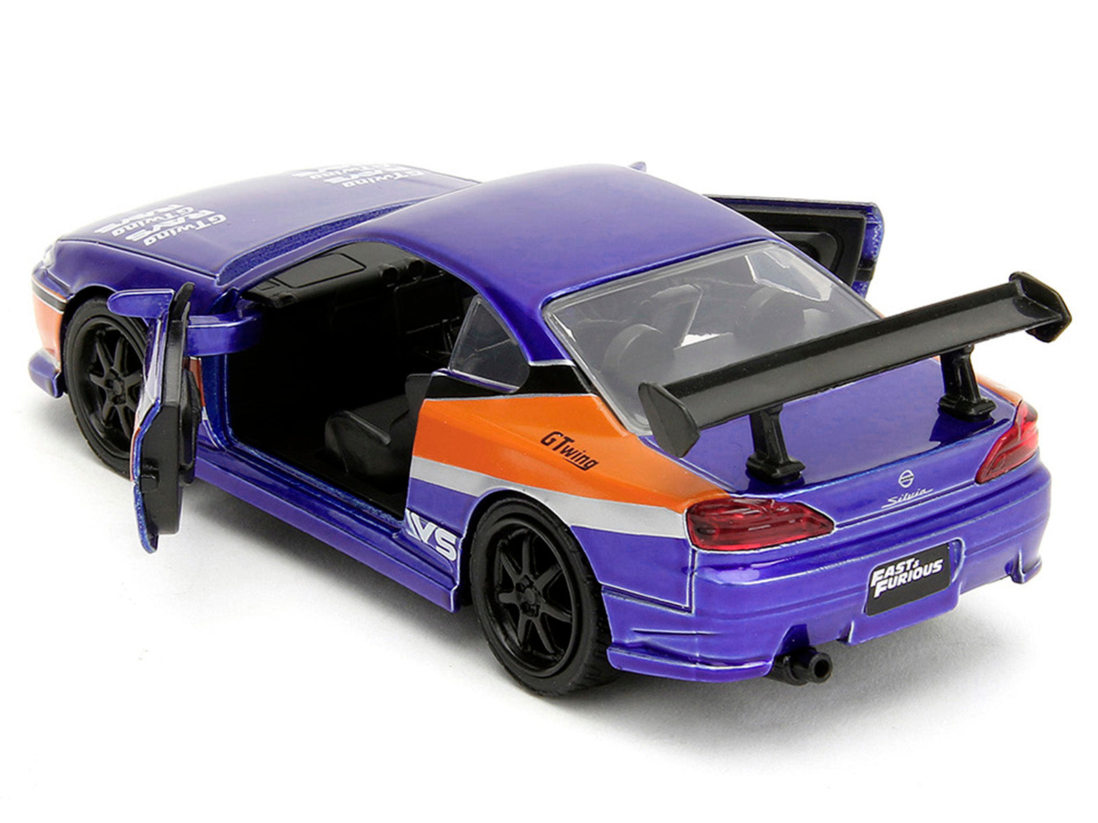2001 Nissan Silvia S15 RHD (Right Hand Drive) Blue Metallic with Graphics "The Fast and the Furious: Tokyo Drift" (2006) Movie "Fast & Furious" Series 1/32 Diecast Car Model by Jada - image 4