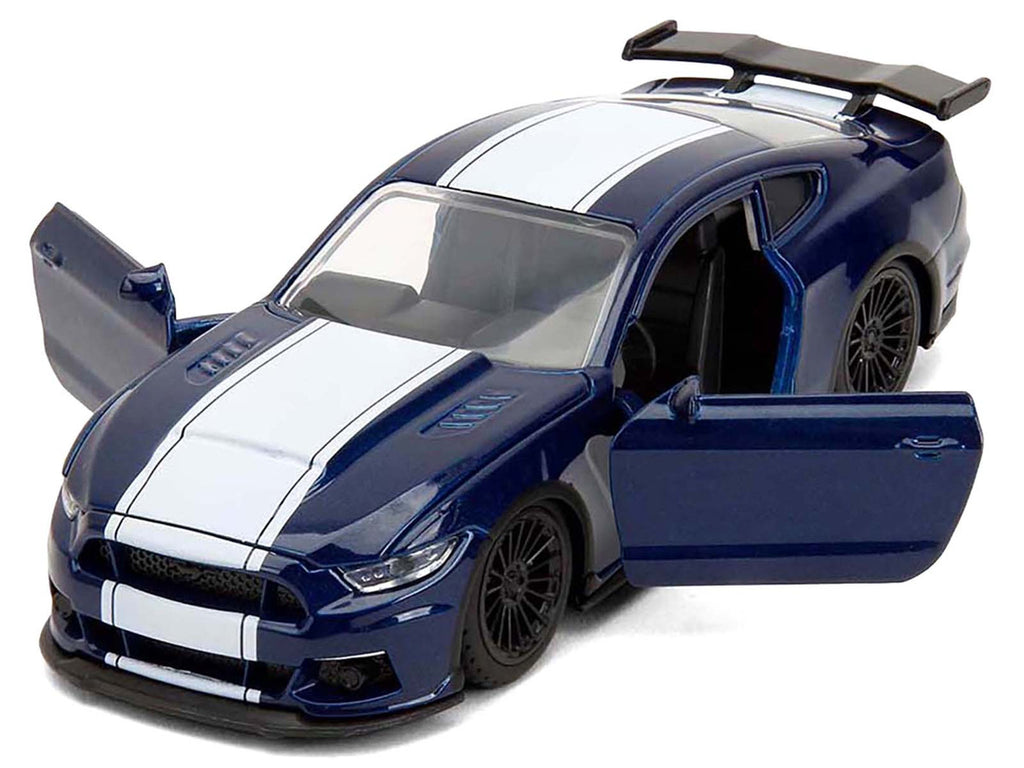 2016 Ford Mustang GT Dark Blue Metallic with White Stripe "F9" (2021) Movie "25 Years of Fast & Furious" Series 1/32 Diecast Model Car by Jada - image 2