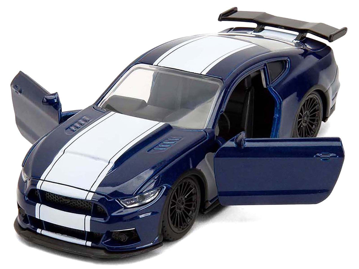 2016 Ford Mustang GT Dark Blue Metallic with White Stripe "F9" (2021) Movie "25 Years of Fast & Furious" Series 1/32 Diecast Model Car by Jada - image 2