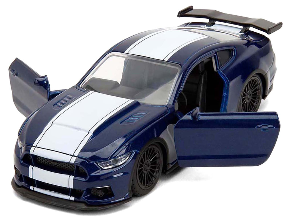 2016 Ford Mustang GT Dark Blue Metallic with White Stripe "F9" (2021) Movie "Fast & Furious" Series 1/32 Diecast Model Car by Jada - image 2