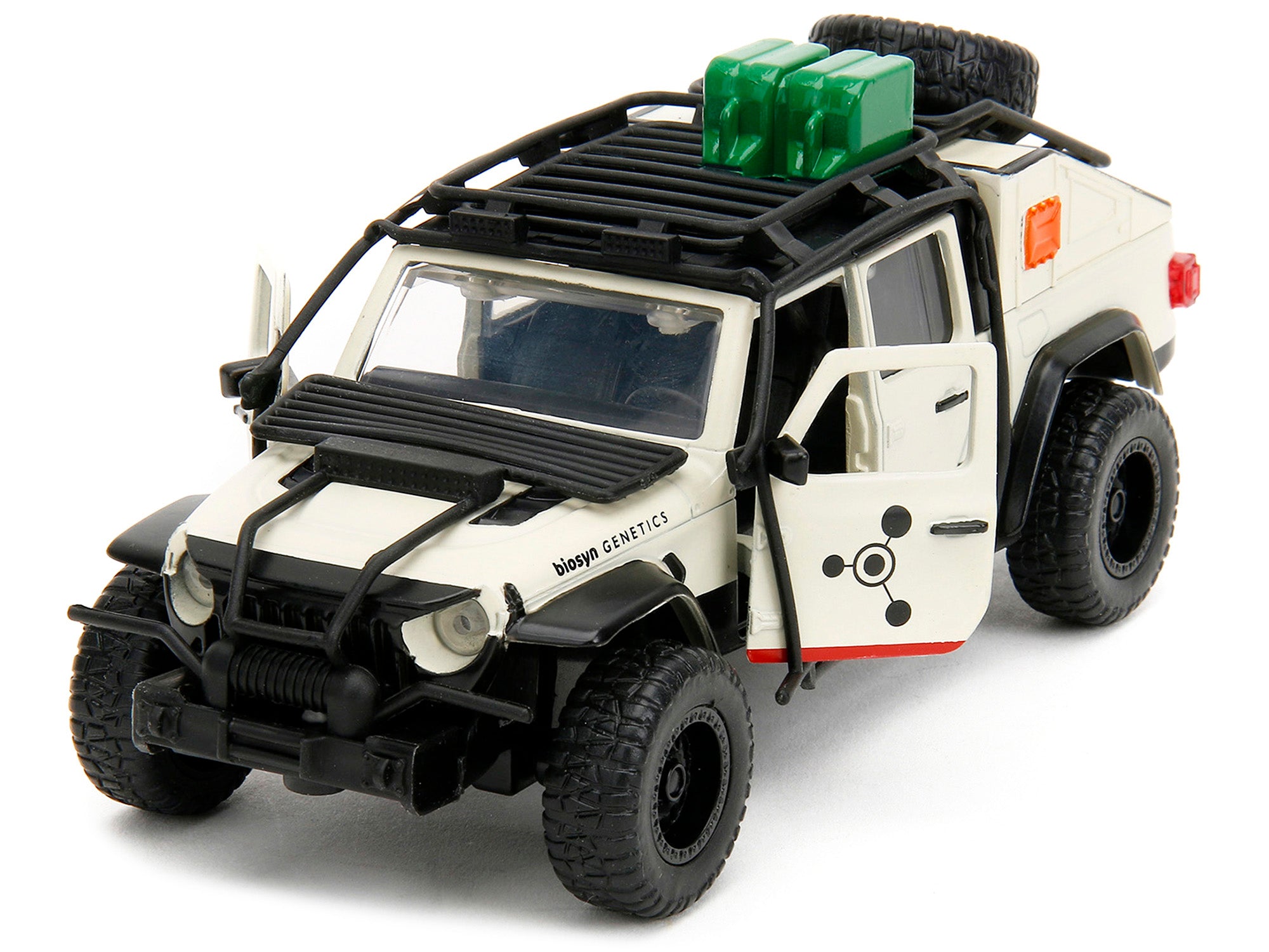 Jeep Gladiator Pickup Truck with Equipment Shell Beige with Graphics "Biosyn Genetics" "Jurassic World Dominion" (2022) Movie "Hollywood Rides" Series 1/32 Diecast Model Car by Jada - image 2