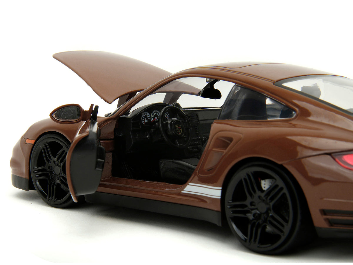 Porsche 911 Turbo Brown and Brown M&M Diecast Figure "M&M's" "Hollywood Rides" Series 1/24 Diecast Model Car by Jada - image 3