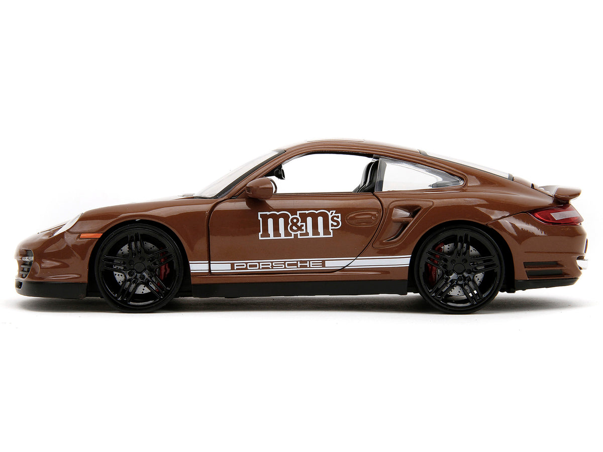 Porsche 911 Turbo Brown and Brown M&M Diecast Figure "M&M's" "Hollywood Rides" Series 1/24 Diecast Model Car by Jada - image 4