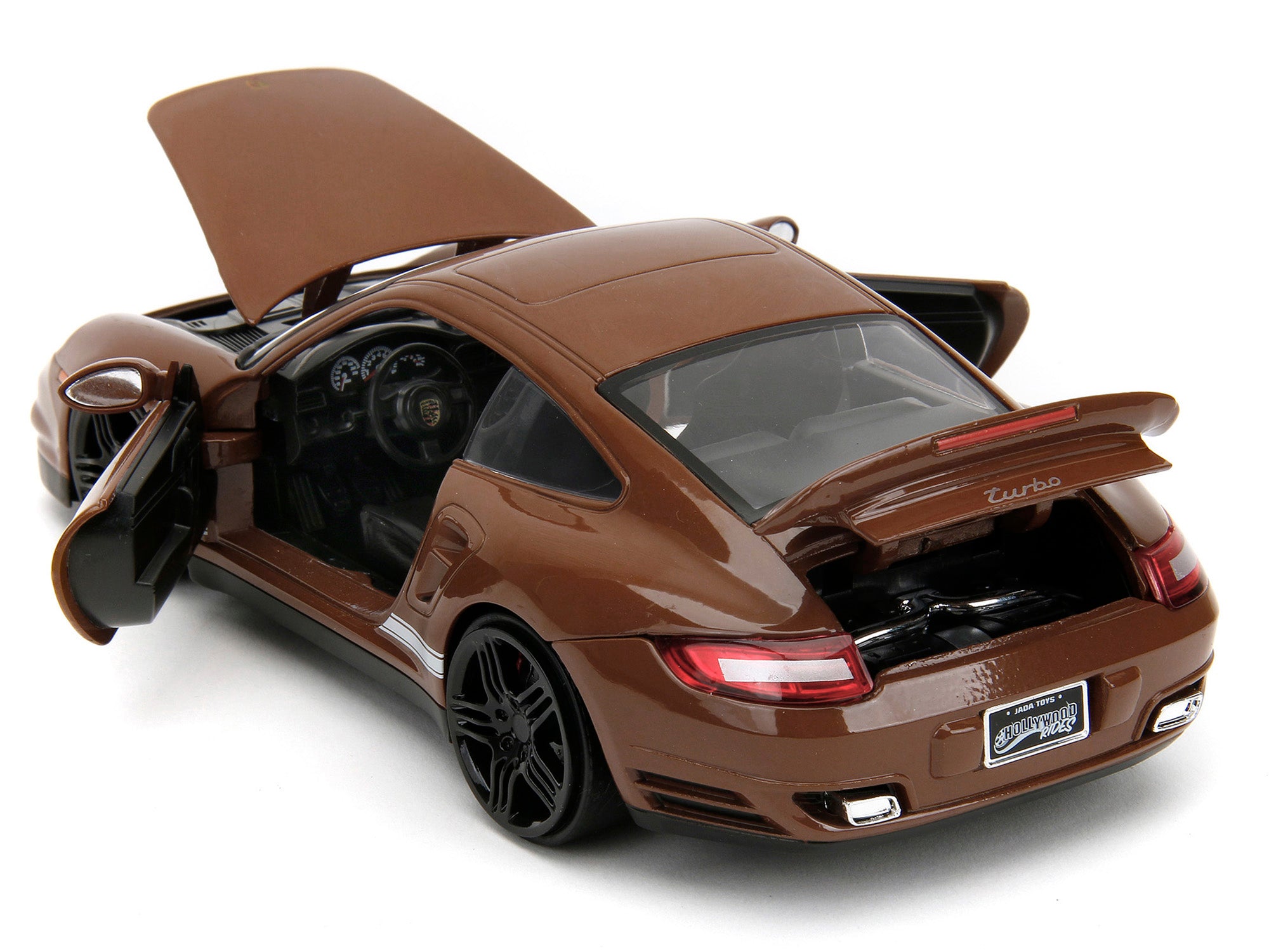 Porsche 911 Turbo Brown and Brown M&M Diecast Figure "M&M's" "Hollywood Rides" Series 1/24 Diecast Model Car by Jada - image 5