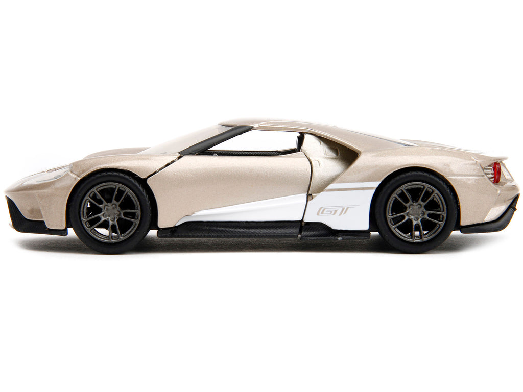 2017 Ford GT Gold Metallic with White Accents "Pink Slips" Series 1/32 Diecast Model Car by Jada - image 3