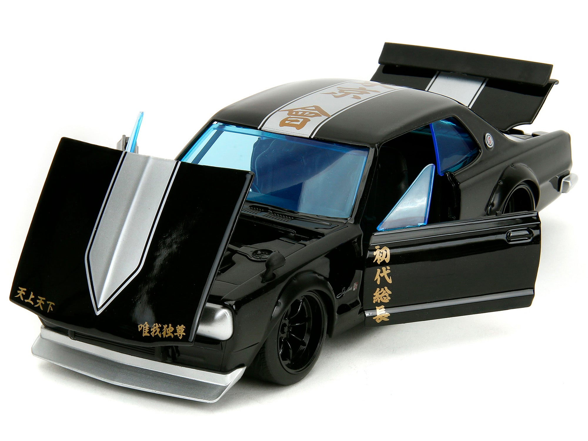 1971 Nissan Skyline GT-R RHD (Right Hand Drive) Black with Silver Stripe and Mikey Diecast Figure "Tokyo Revengers" (2021) TV Series "Anime Hollywood Rides" Series 1/24 Diecast Model Car by Jada - image 2