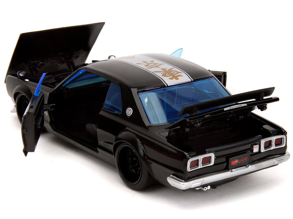 1971 Nissan Skyline GT-R RHD (Right Hand Drive) Black with Silver Stripe and Mikey Diecast Figure "Tokyo Revengers" (2021) TV Series "Anime Hollywood Rides" Series 1/24 Diecast Model Car by Jada - image 4