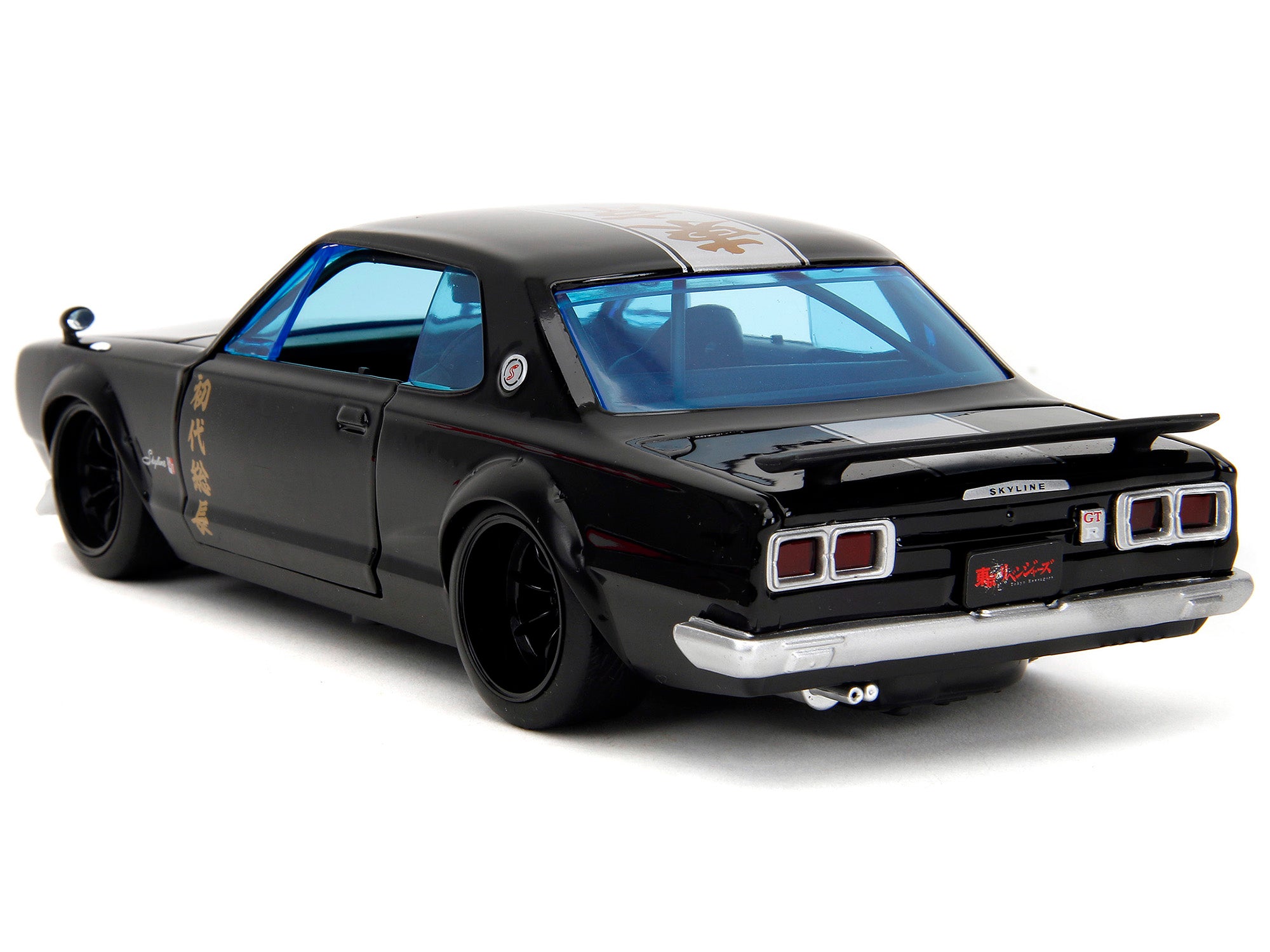 1971 Nissan Skyline GT-R RHD (Right Hand Drive) Black with Silver Stripe and Mikey Diecast Figure "Tokyo Revengers" (2021) TV Series "Anime Hollywood Rides" Series 1/24 Diecast Model Car by Jada - image 5