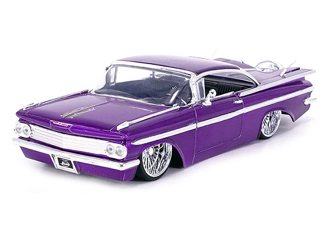1959 Chevrolet Impala Lowrider Candy Purple with DUB Wire Wheels "Street Low" Series 1/24 Diecast Model Car by Jada - image 2