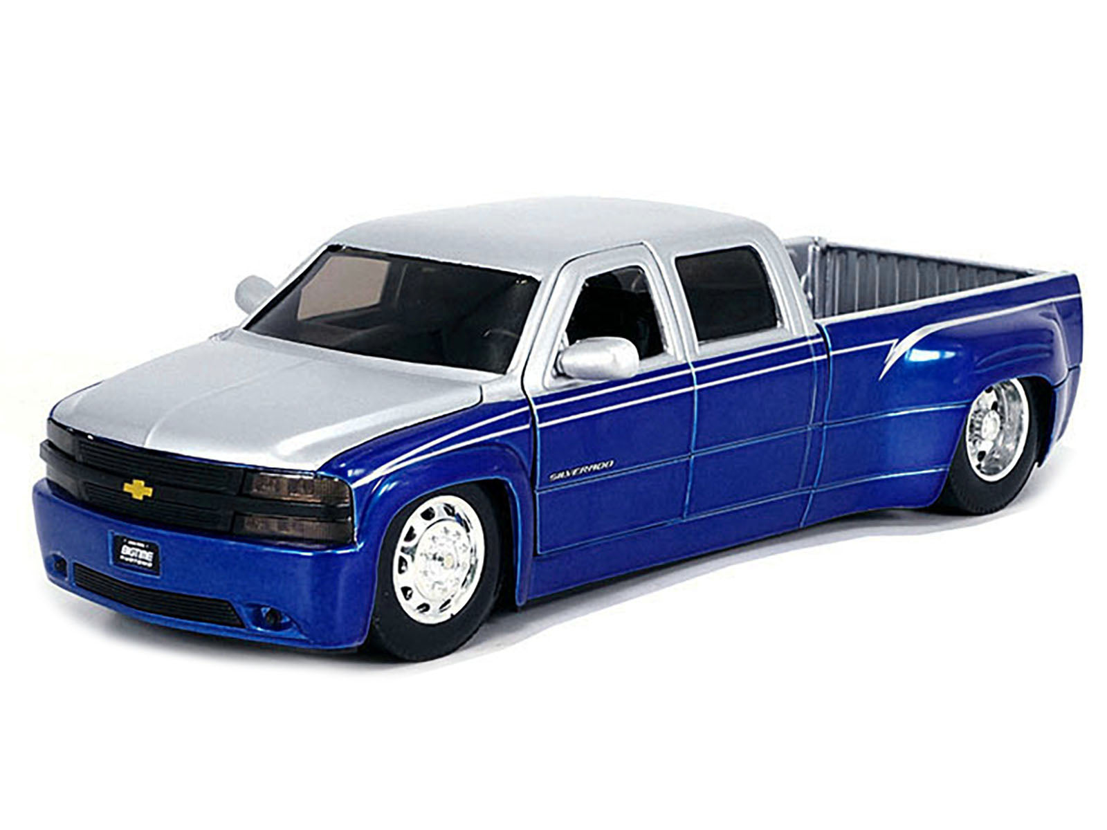 1999 Chevrolet Silverado Dually Pickup Truck Blue Metallic and Silver with Stock Wheels "Just Trucks" Series 1/24 Diecast Model Car by Jada - image 2